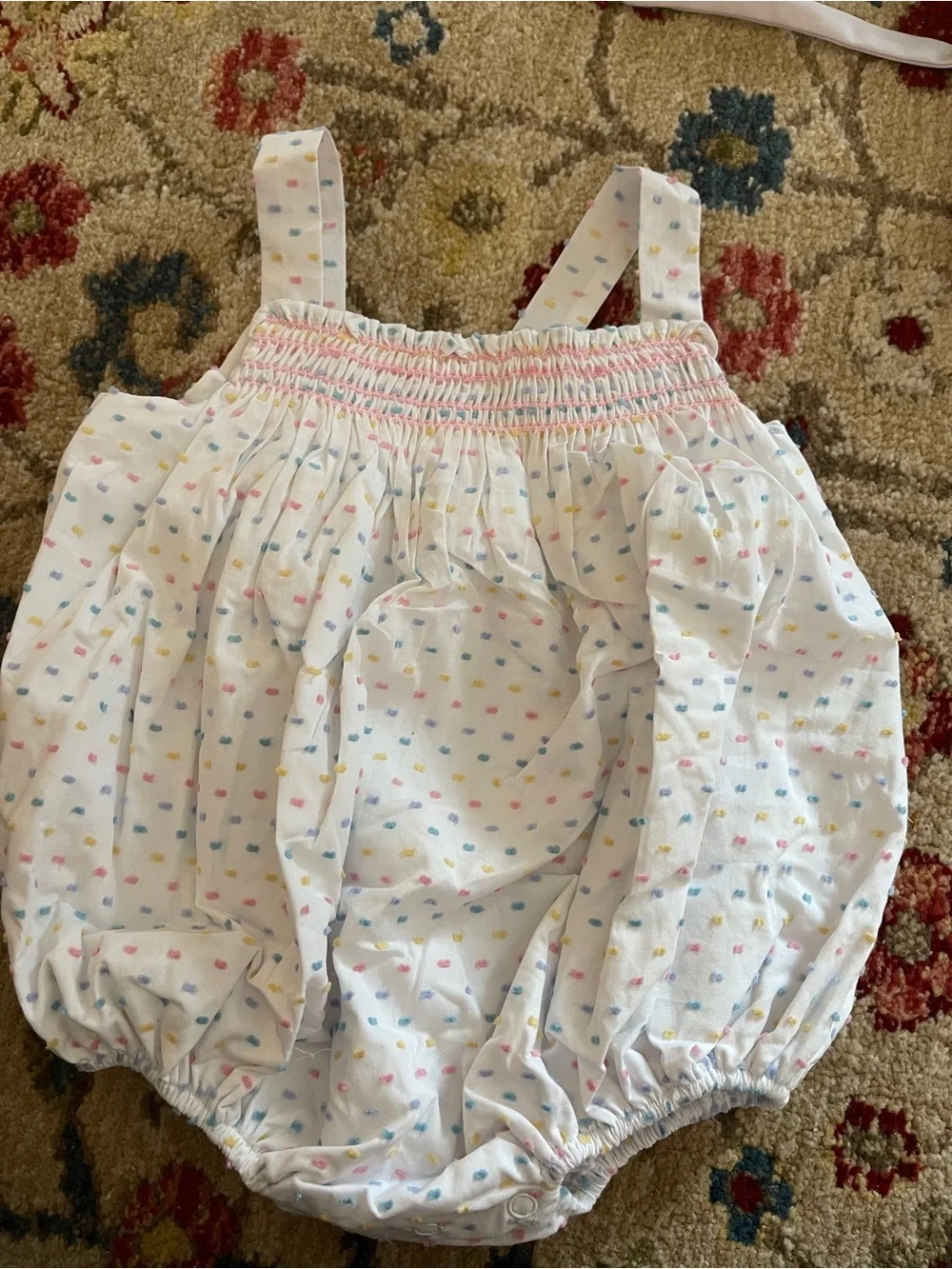 The Beaufort Bonnet Company White Bubble One-Piece with Pastel Dot Print - Picture 1 of 4